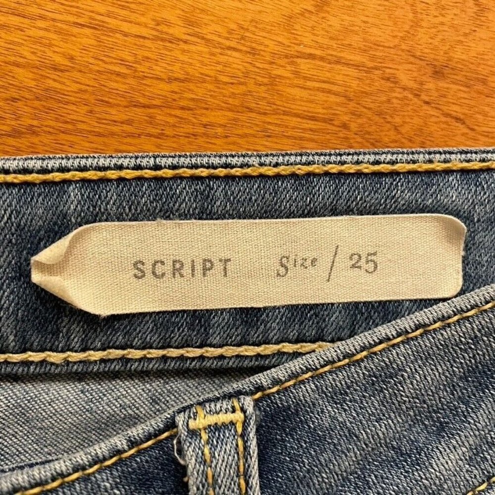Pilcro Script Color Block Skinny Jeans Raw Step Hem Two Tone - Picture 7 of 12